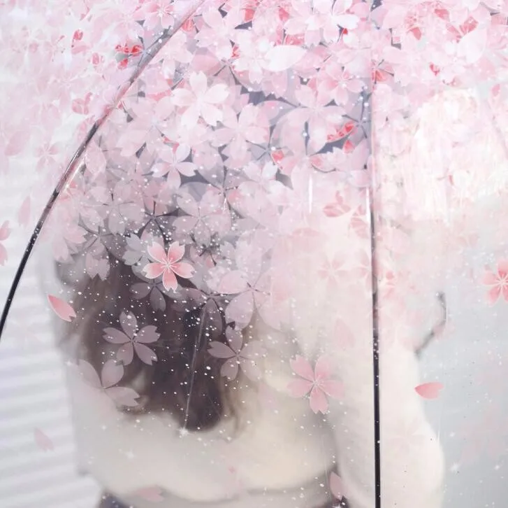 LIBERAINY прозрачный купол зонтик Сакура цветок дождливый ветрозащитный ребенок девочка прозрачный милый мода женщина свадебное украшение