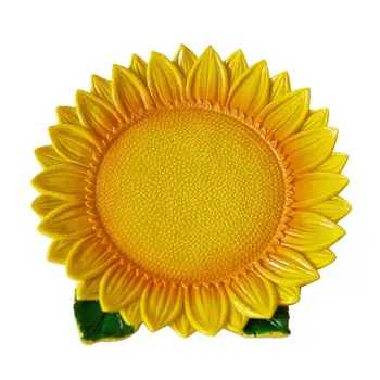 

1 pc Resin Plate Decorative Yellow Sunflower Simulation Plants Dish Tray for Snacks Jewelry Dried Fruit Nut