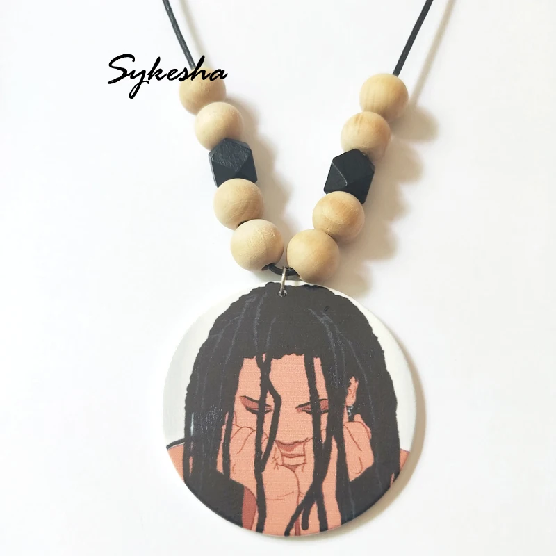  Fashion Braided Girl Pattern Wood Printed African Bohemia Ethnic Jewelry Statement Pendant&ampNecklace | Украшения и аксессуары