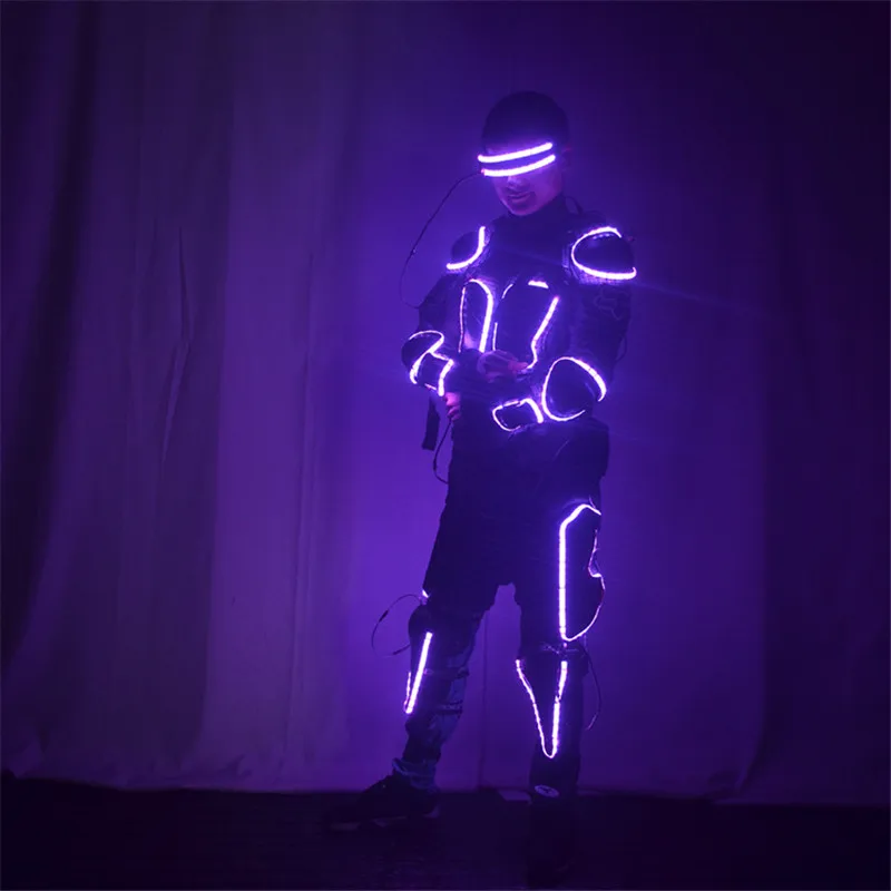 KS68 Party dance stage wears led costumes RGB colorful light robot suit dj glasses armor outfits men luminous dress bar | Дом и сад