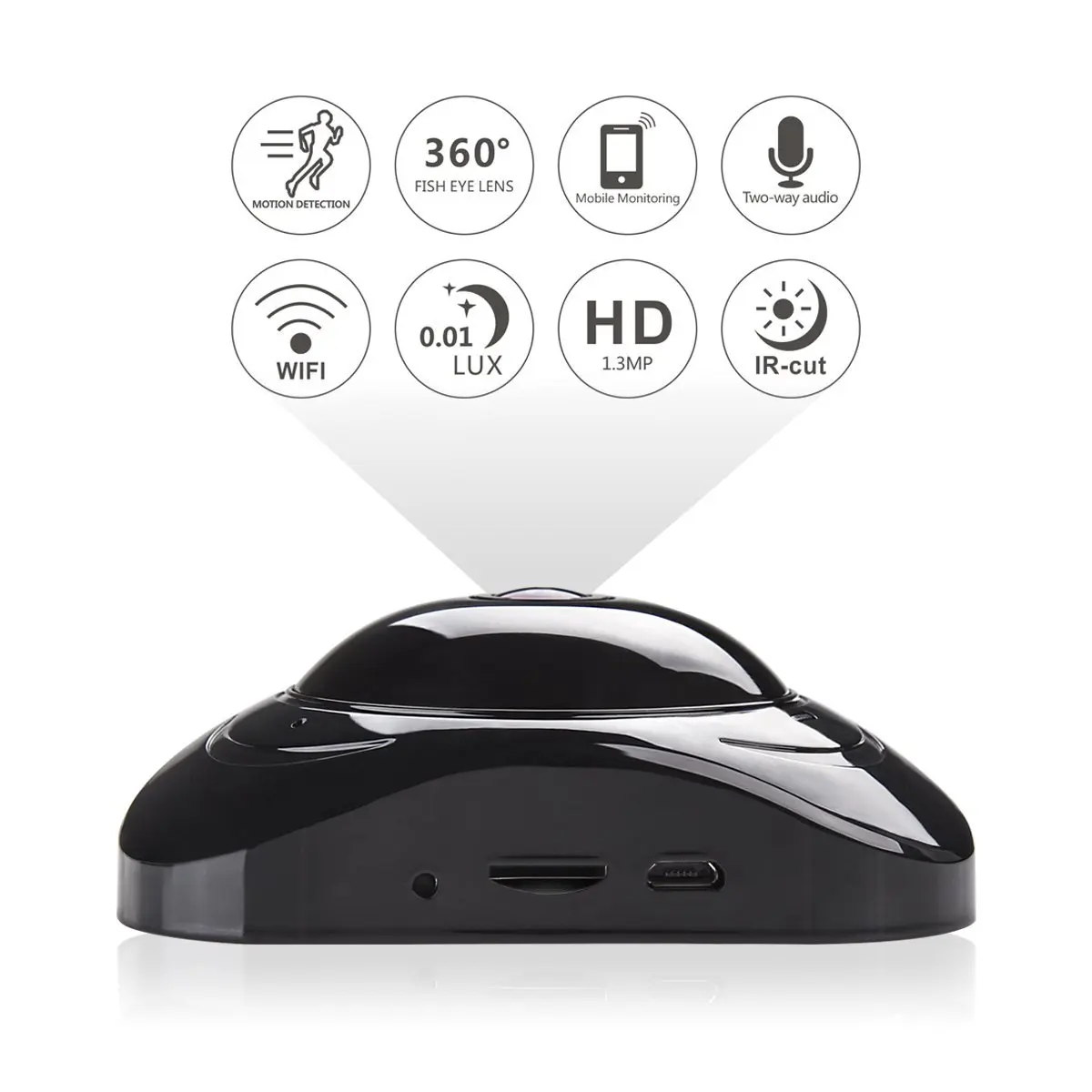 Smart 1080P 3D VR WI-FI Camera 360 Degree Panoramic IP Camera 1.3MP Fisheye Wireless Wifi Smart Camera TF Card Slot Home