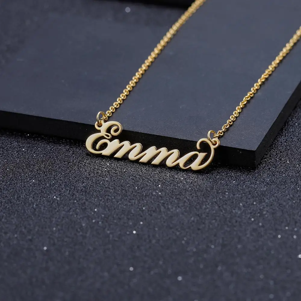 Индивидуальное Имя ожерелье Настоящее 14K Золотое имя кулон ожерелье s для женщин Hanmade персонализированные ювелирные изделия подарок