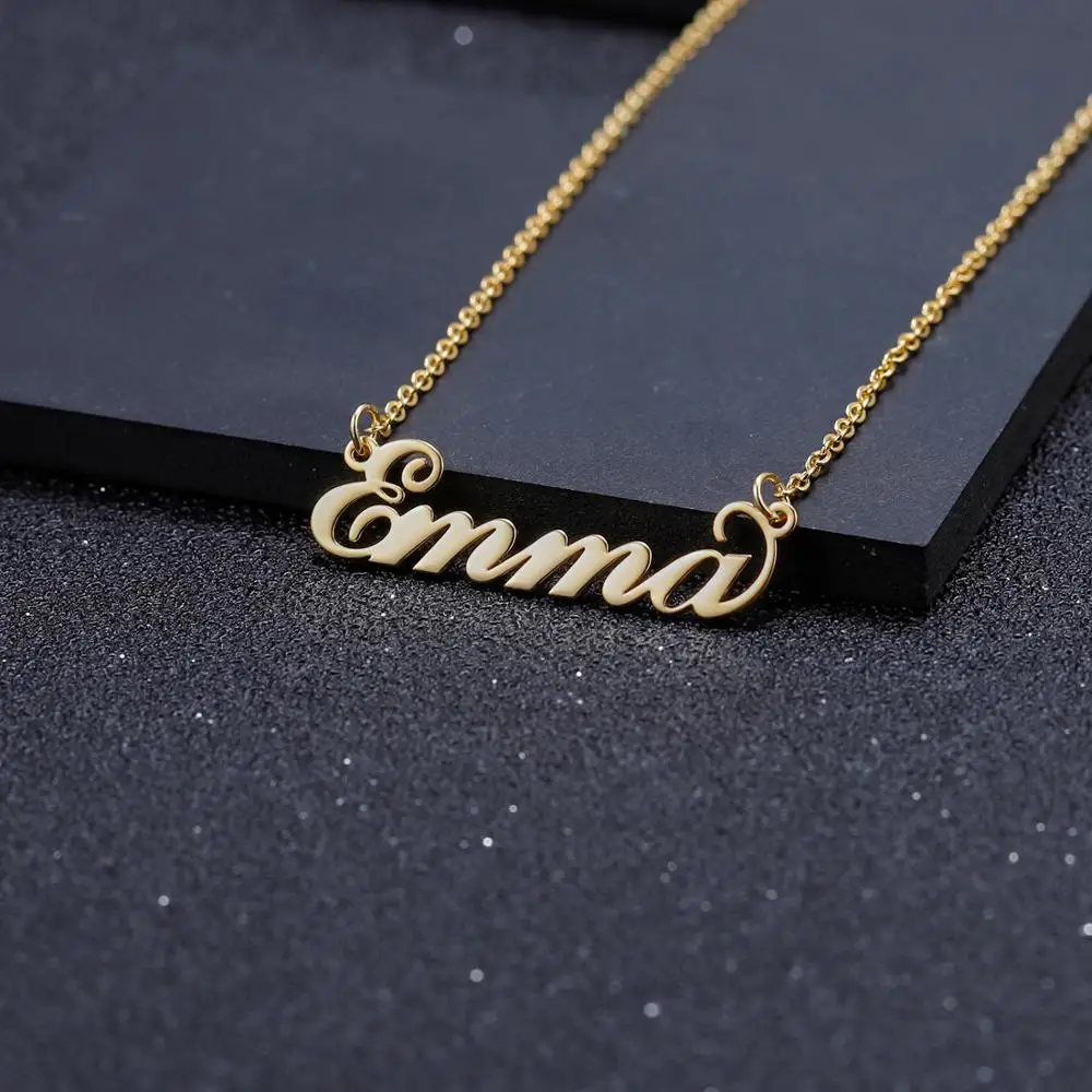 Заказное именное ожерелье Настоящее 14K золото имя кулон ожерелья для женщин Hanmade