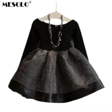 MESOLO Весна и Осень корейский Мода Для Девочек Сладкий О-образным вырезом с длинными рукавами талии шить милые платье принцессы k1