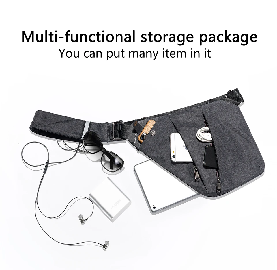 Black Single Shoulder Bags for Men Waterproof Nylon Crossbody bags Male Anti-theft Chest Bag