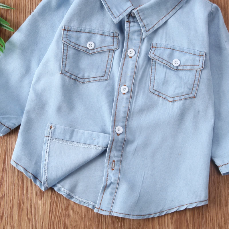 Новинка года; Джинсовая блузка для мальчиков и девочек; Лидер продаж; джинсовая рубашка для новорожденных мальчиков и девочек; пальто; детская одежда с длинными рукавами