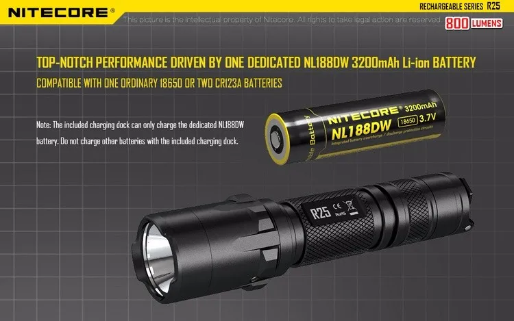 Распродажа NITECORE R25 800LM XP-L HI V3 светодиодный факел Тактический фонарь непревзойденной производительности умная Зарядка Док-станция +