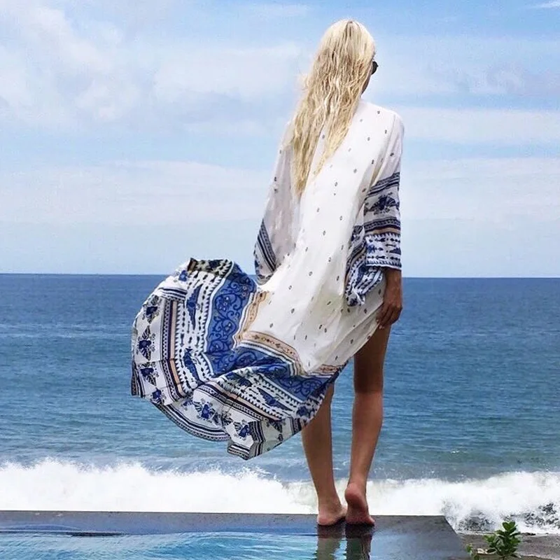

Women's Hobo Printed Chiffon Cover Up Beach Dress