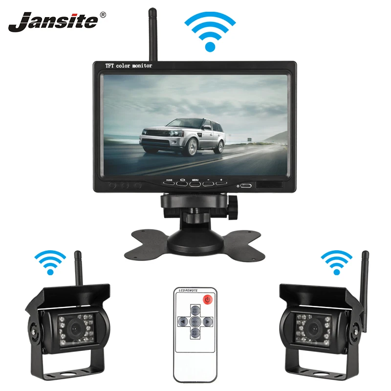 

Jansite 7" TFT LCD Car Monitors Wireless Digital Cameras Reverse Camera Parking System for Car Rear view Monitors remote control