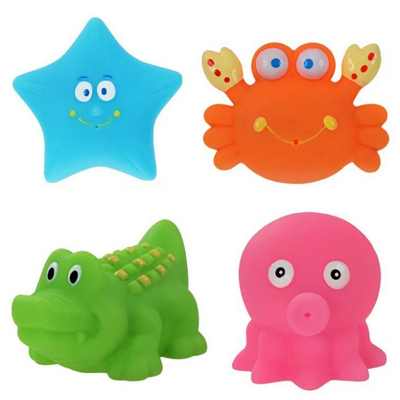 4pcs Baby Bath Squirters Toy Soft Plastic Bath Tub Water Spraying Toys