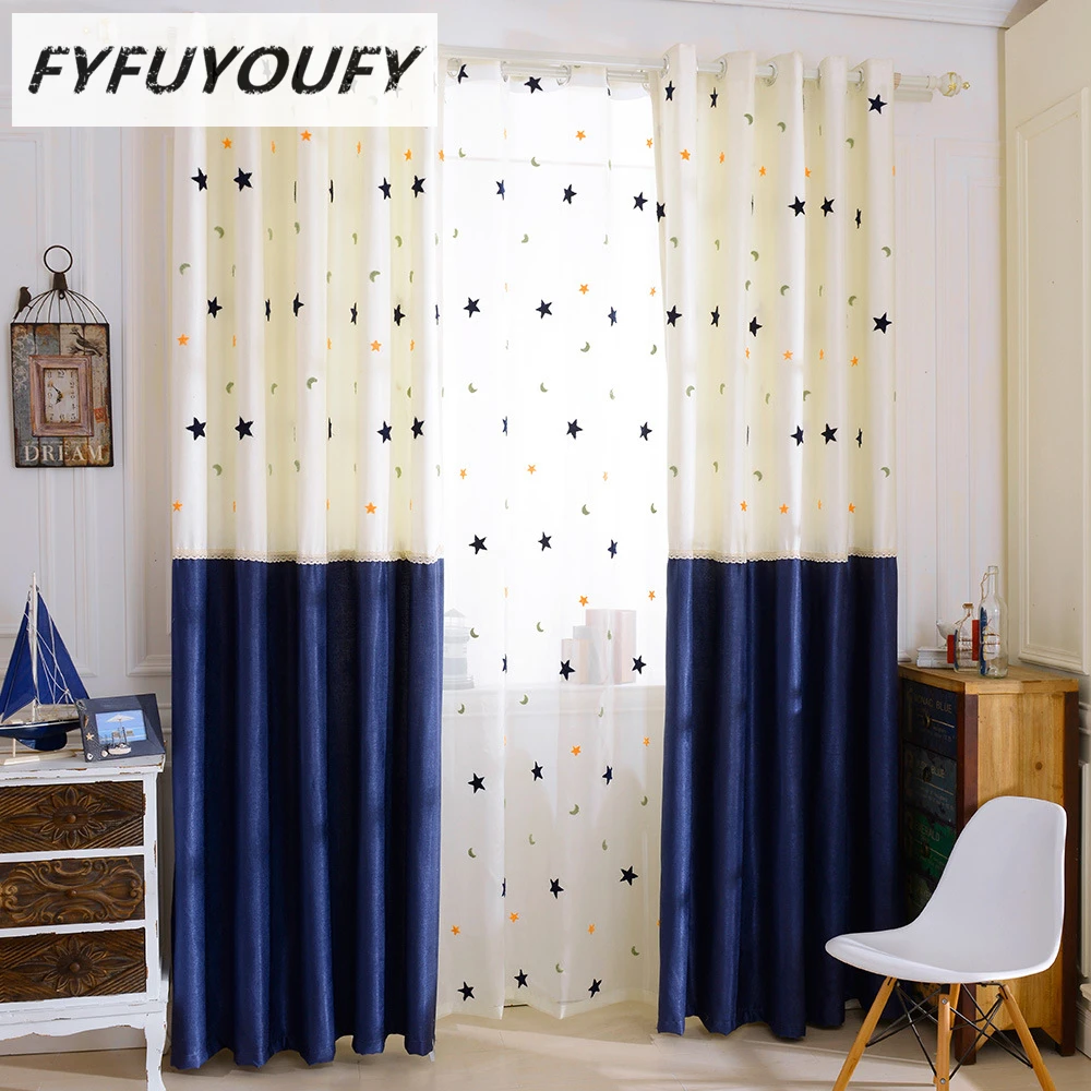 Splicing embroidery blinds on windows curtains for Children room is suitable for boy girl is Cartoon