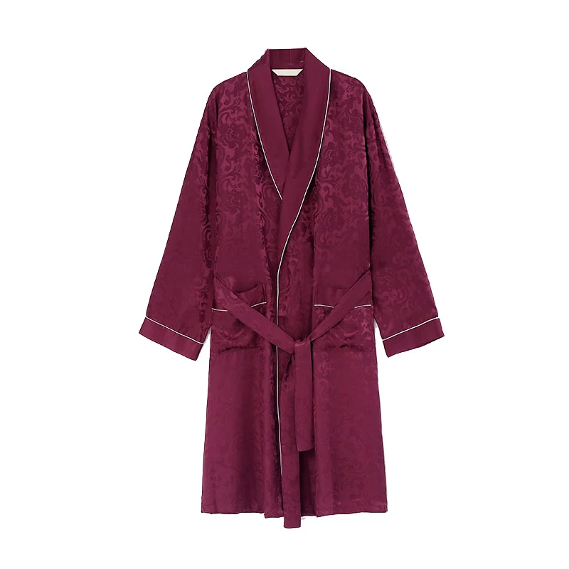 Халат кимоно мужской из натурального шелка 100% с длинным рукавом|fashion robe|mens silk