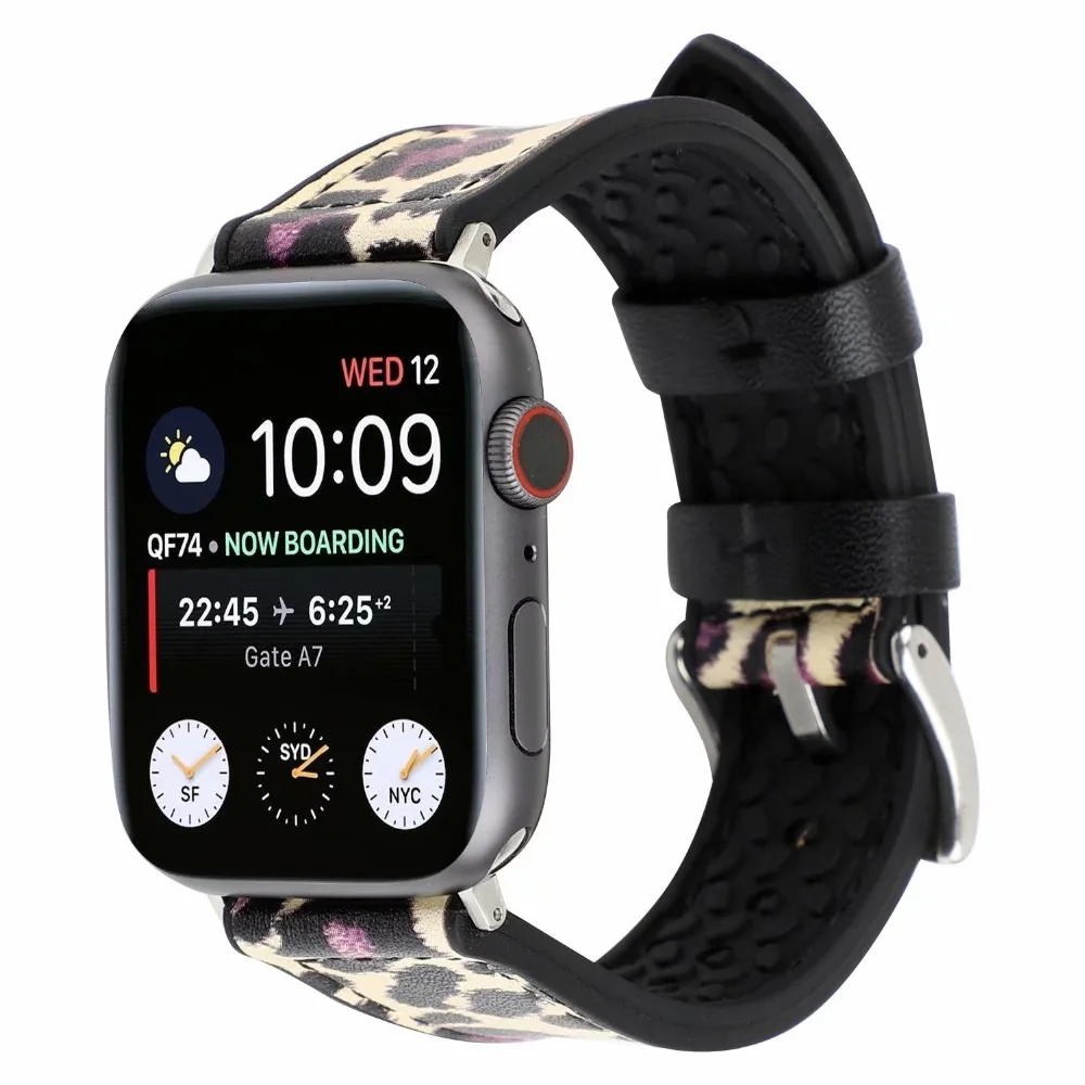 YUKIRIN кожаная с леопардовым принтом ремешок для Apple Watch Series 4 3 2 1 iWatch 38 42 мм 40 44 замена Браслет