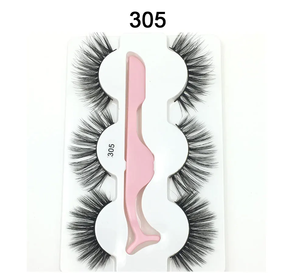 3 Pairs 3D Handmade Fake Eyelashes Natural Long Thick Makeup False Eyelashes Cross Eye Lashes Faux Cils for Makeup Tools