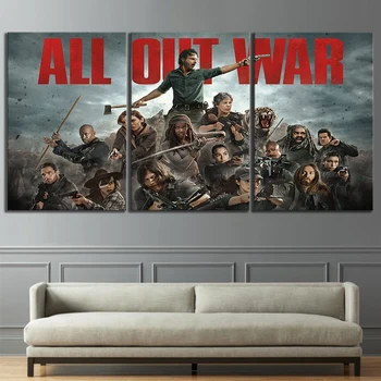 

Canvas HD Prints Pictures Wall Artwork 3 Panel The Walking Dead All Out War Movie Painting Home Decor Modular Poster Living Room