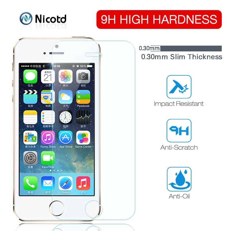 2PcsLot 0.3mm 2.5D Tempered Glass Screen Protector Front + Back For iPhone 5s 5 SE Explosion-Proof Protective Film For iPhone 5