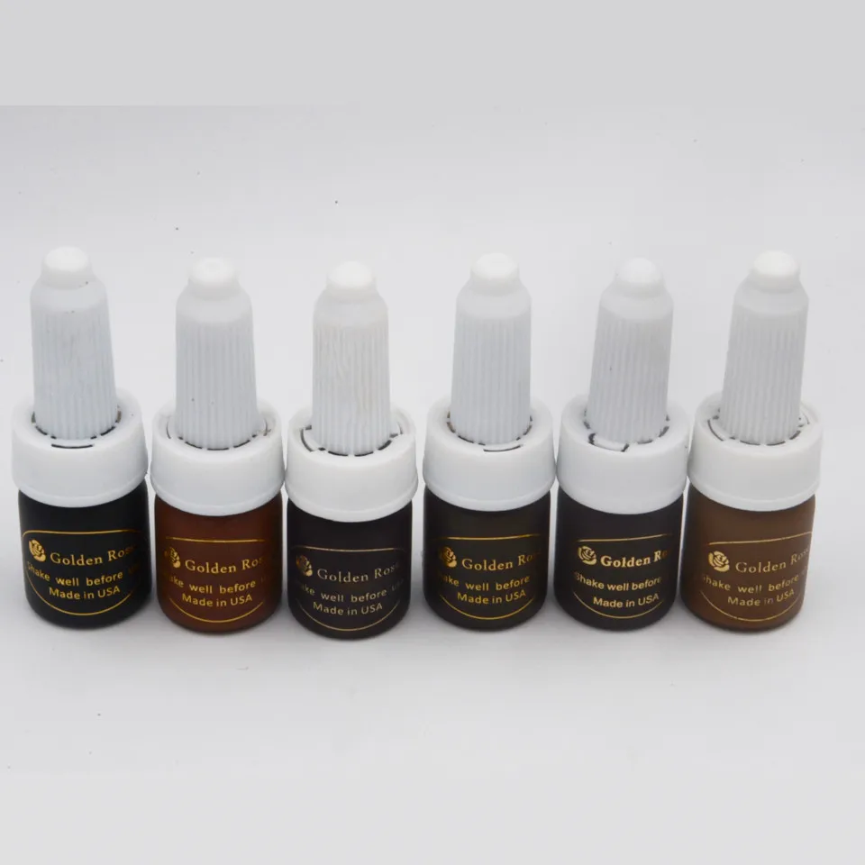 

Free shipping 6pc Cosmetic Golden rose tattoo ink & Permanent Makeup Micro Pigment Color