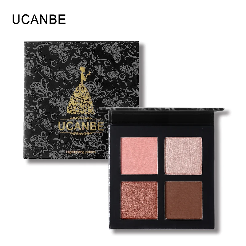 UCANBE Brand 4 Color Shimmer Highlighter Makeup Palette Glow Kit Highlight Powder Brighten
