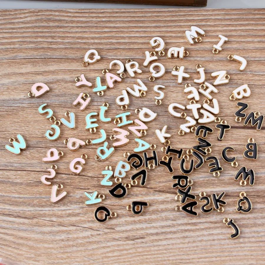 

26PCS Wholesale Top Quality A-Z Alphabet Charms Letter Oil-drop Jewelry,Gold Pendant Alphabet Enamel Beads Charm For DIY Jewelry