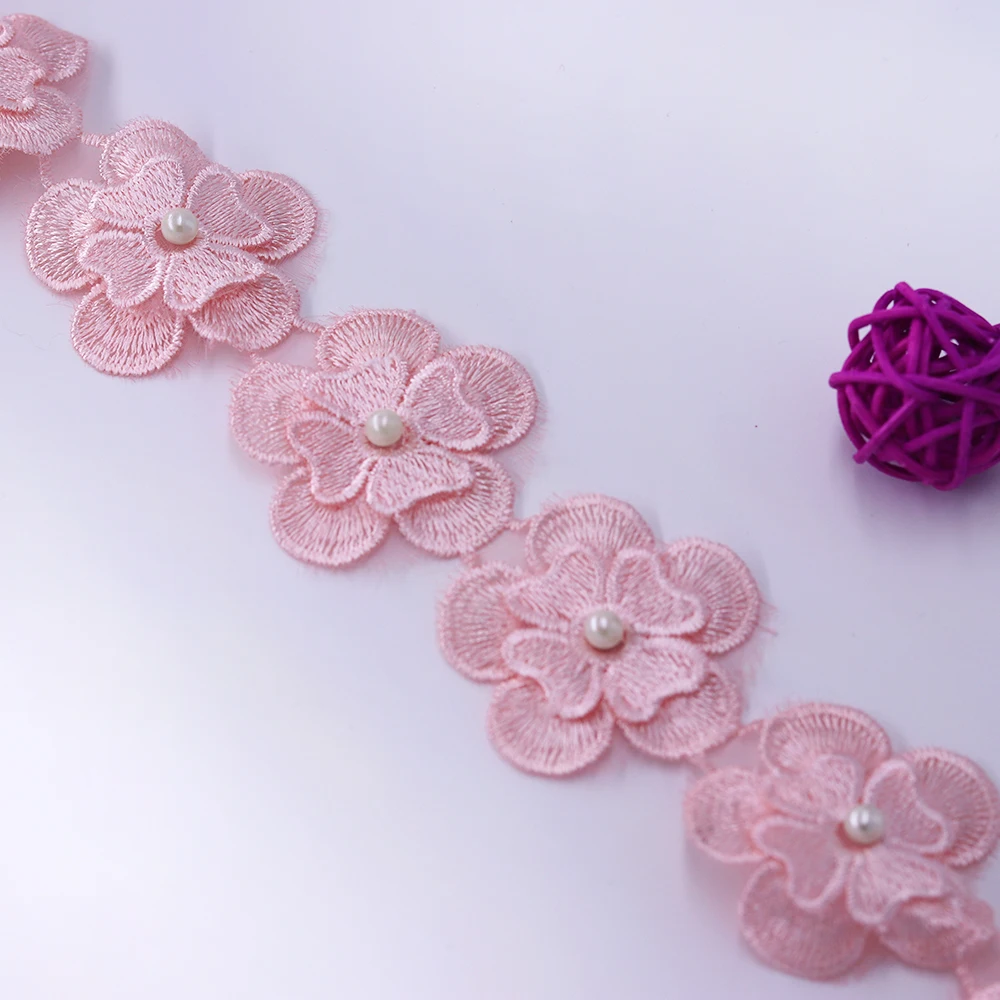 H630 91 см цветок жемчужного кружева для платья кружевные ленты с отделкой Вязание свадебные вышитые DIY ручной работы лоскутное шитье принадлежности ремесло