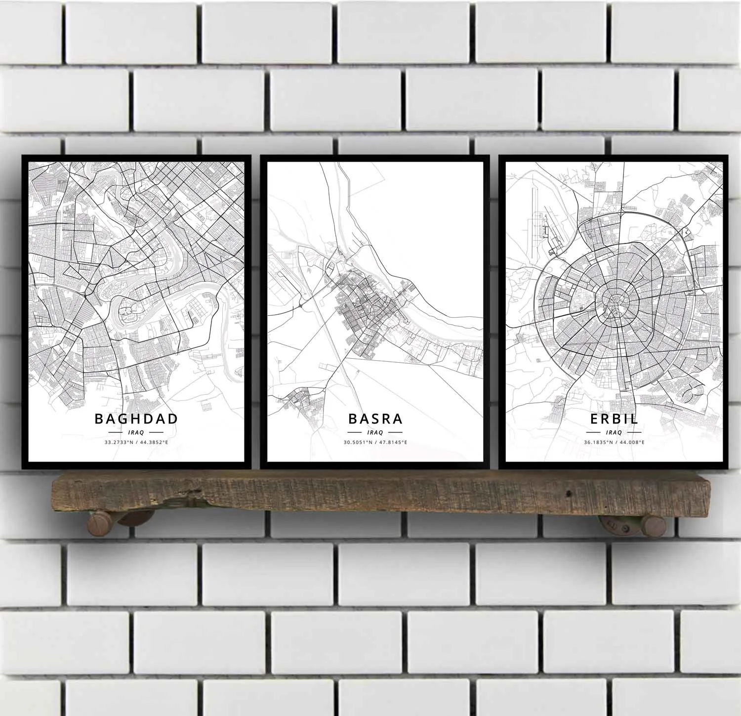 

Baghdad Basra Erbil Iraq Map Poster