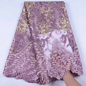 

Latest Onion Color African Lace Fabric With Rhinestones Nigerian French Fabric High Quality African Tulle Lace Fabric Y1651