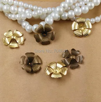 

15mm Vintage Filigree Flower Beads Caps European Charms Hair Clasp Bu Yao Accessories DIY Findings Multi-Color Plated