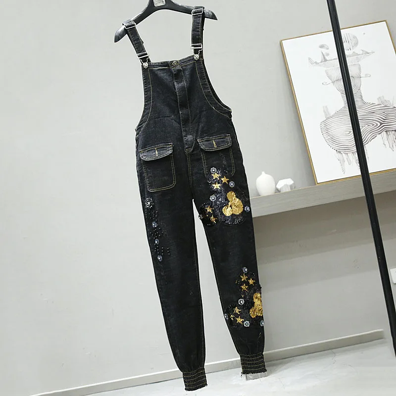 

summer Women Sleeveless Overalls Cool Denim Jumpsuit Ripped Holes Streetwear Style Overall Ripped Pockets Pants Animal