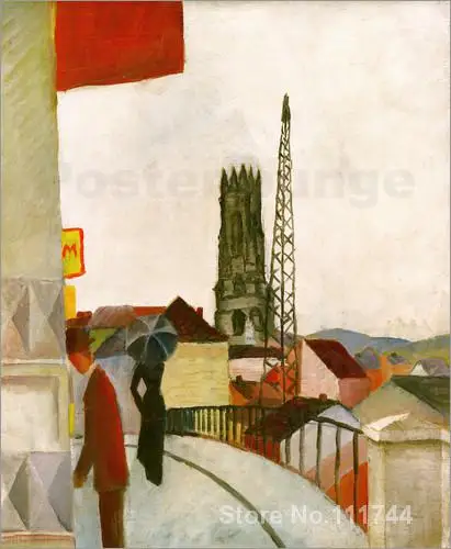 

Office art Freiburg Cathedral in Switzerland by August Macke Canvas oil Painting High quality Hand painted