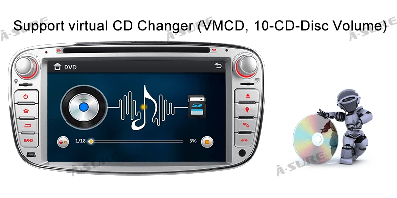 Best A-Sure 7" Car Auto Radio GPS Player DVD Navigation For Ford Mondeo Focus Galaxy S-Max C-Max Kuga Rear USB Port & Dual DAB+ 20
