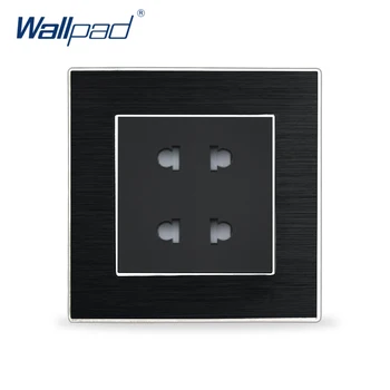 

4 Pin Universal Socket Wallpad Luxury Satin Metal Panel EU Universal Electric Wall Power Socket Electrical Outlets For Home