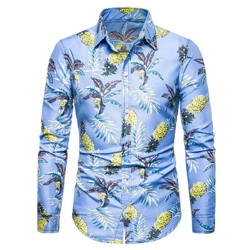 CX108 Clothing2019 модные мужские рубашки льняное платье рубашки Slim Fit отложным Для мужчин рубашка с длинными рукавами Мужская гавайская рубашка больших размеров - Цвет: CX108