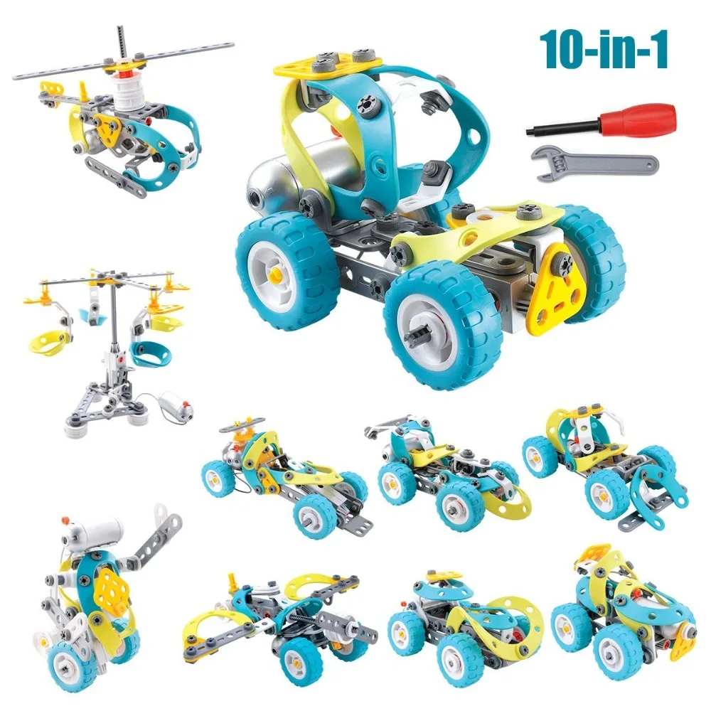 10 In 1 Children Kids Educational Toys Electric Car Building Block