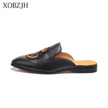 XOBZJH/ Мужская обувь; Мужская Летняя обувь для вечеринок; Новинка; мужские кожаные лоферы ручной работы на плоской подошве для отдыха; обувь черного цвета; размеры