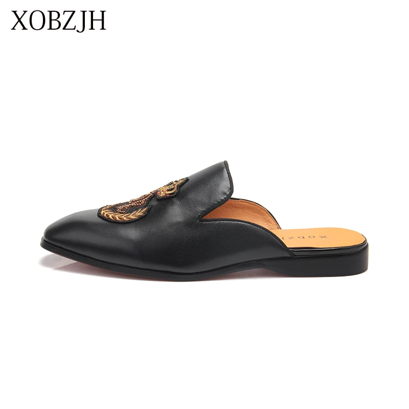 

XOBZJH 2019 Men Shoes Man Summer Party Shoes Men New Handmade Leisure Flats Leather Loafers Shoes Black Size Shoes