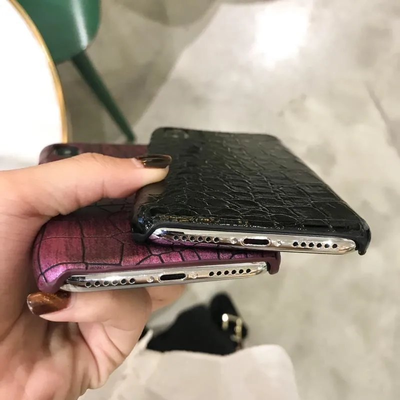 Crocodile Skin Pattern Luxury Phone Case for iPhone XS MAX Case for iPhone X XR 6 6S 7 8 Plus Case Vintage Hard PU Leather Cover02