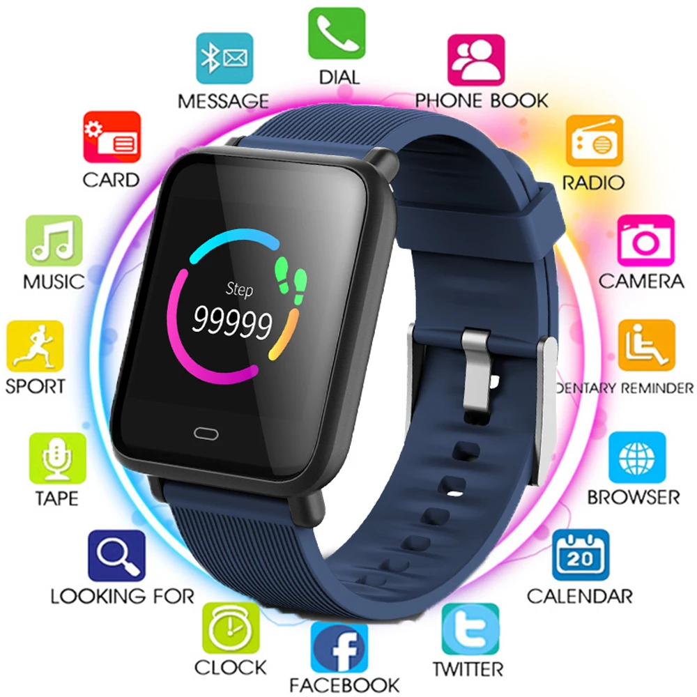 

Multi-Dial Smartwatch For Android IOS With Heart Rate Monitor Blood Pressure Functions Men Smart Watch IPX67 Waterproof Sports