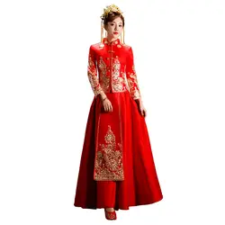 Шанхай история Традиционный китайский свадебный костюм Qipao женское платье китайский стиль Cheongsam Xiuhe комплект