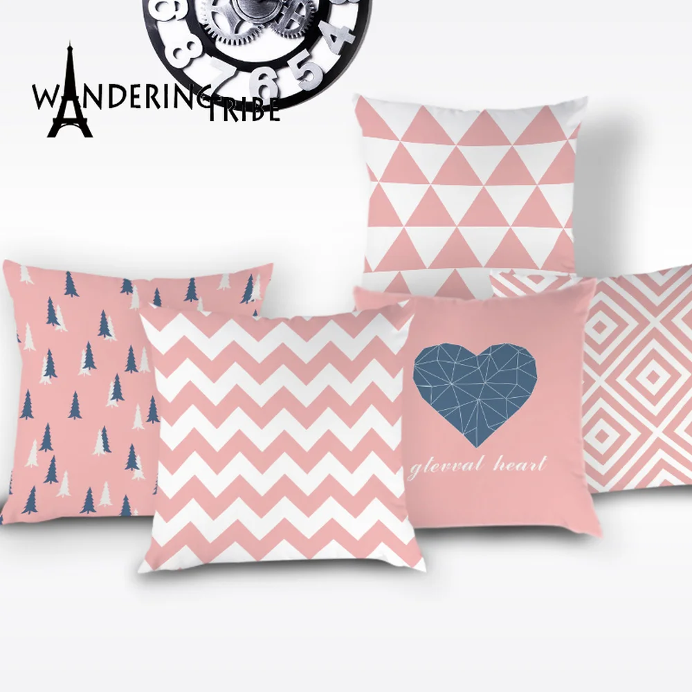 

Nordic Simple Pillow Cases Pink Geometric Decorative Throw Pillows Cover Line Stripe High Quality Decor Sofa Cushion Covers Case