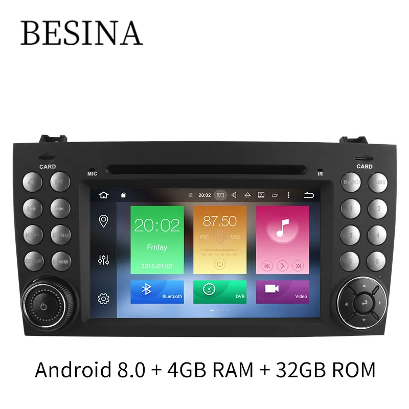 

Besina Android 8.0 2 Din 7 Inch Car DVD Player For Mercedes Benz SLK R171 SLK230 W171 GPS Multimedia Radio 4G+32G Steering Wheel