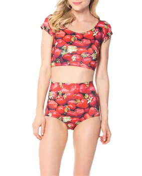 

Two-Piece Suits Young girls sexy High waist Strawberry women's suit New fashion free shipping Dropship