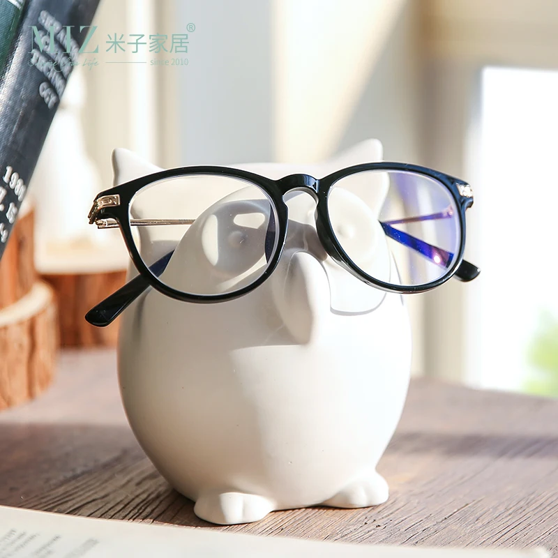 Miz Ceramic Owl Figurine Eyeglass Holder Desk Accessories Cute Sunglasses Rack Home Organizer