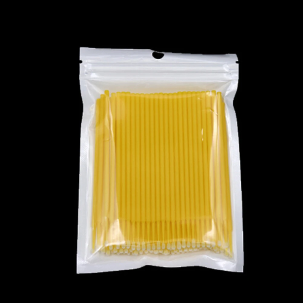 Новинка 100 шт/1 упаковка Одноразовые Пластиковые кисти для макияжа тампоны микрощетки волокно для наращивание ресниц бесплатный инструмент Аппликаторы тушь для ресниц - Цвет: Yellow  L