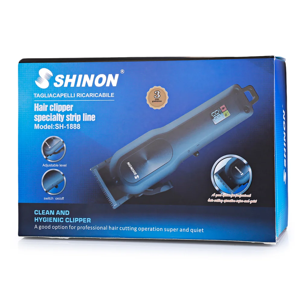SHINON SH 1888 профессиональный триммер 4guide расчески Cordless Машинка для стрижки волос ЖК