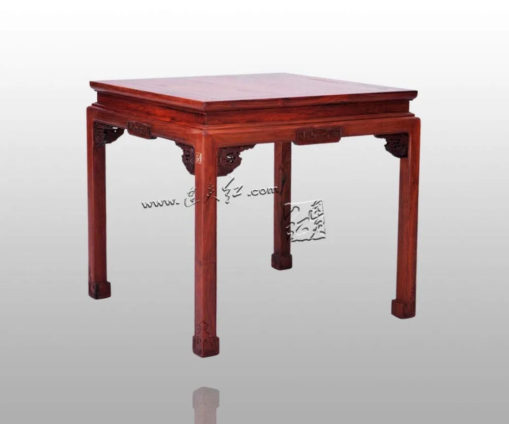 Dining Living Room Furniture Set 1 Table & 4 Chair Rosewood China Carven Crafts Annatto Solid Wood Square Desk Mahogany Armchair
