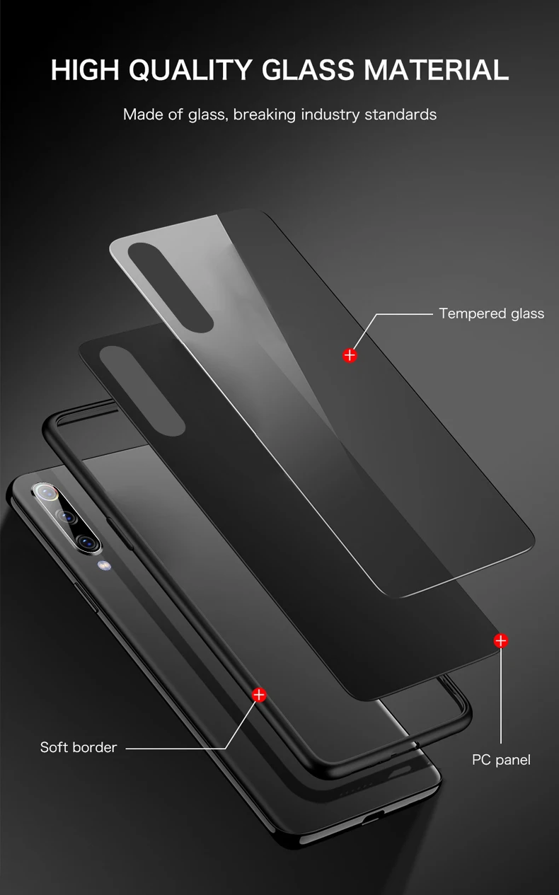 Luxury Plain Glass Case For Xiaomi Mi 10 8 9 SE Lite F1 Redmi Note 5 6 7 Pro Plus Pocophone F1 Phone Cover