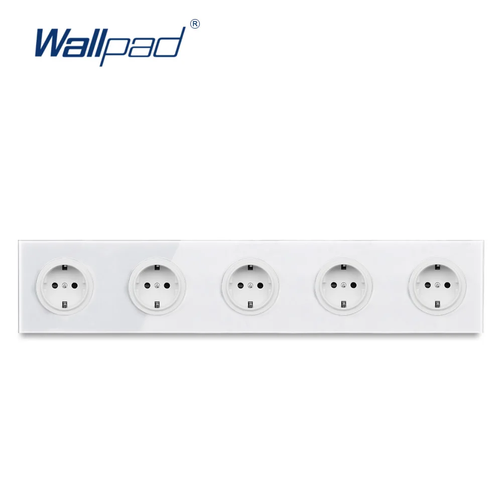 

5 EU German Socket Wallpad Luxury Tempered Crystal Glass Panel Electric Wall Power Socket Electrical Outlets For Home