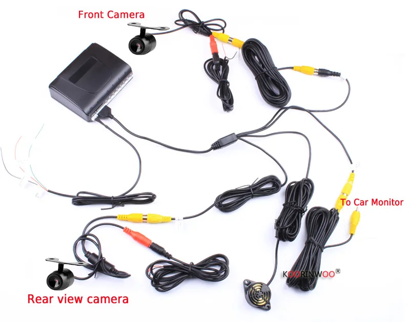 Koorinwoo видео парктронные датчики парковочный радар система 8 сенсор s фронтальная камера заднего вида камера парковочная помощь слепой