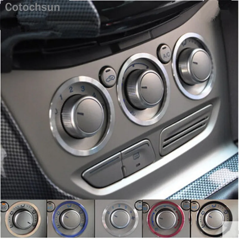 

Cotochsun car-styling Aluminium alloy air AC knobs Switch knobs decoration ring sticker case for Ford Focus 2 Focus 3 Kuga