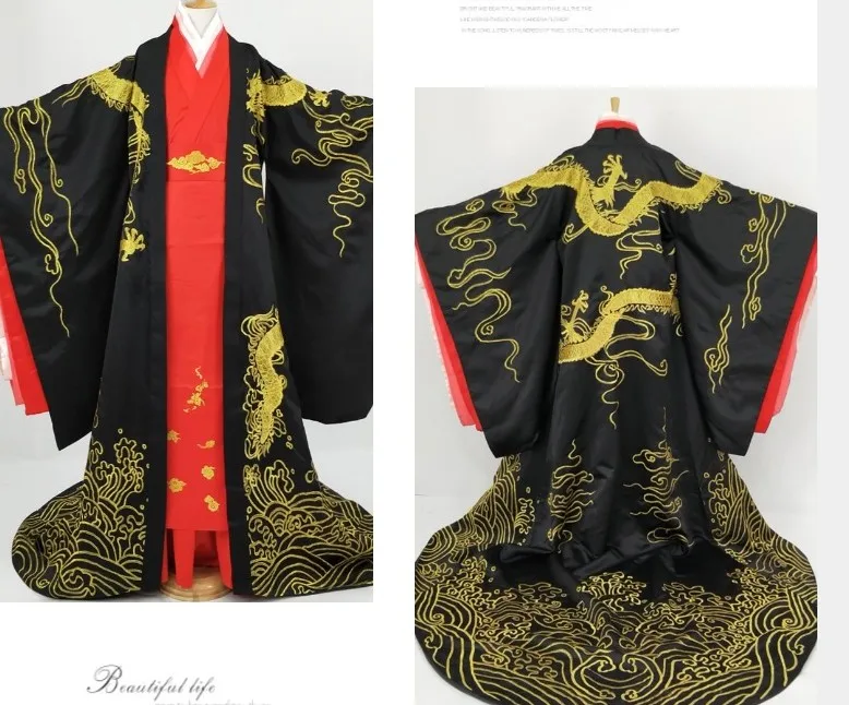 Черная вышивка великолепный YangMi мужской женский костюм Hanfu новейшая телевизионная игра императрица фу Яо Театральный Костюм ZhangSun Wuji